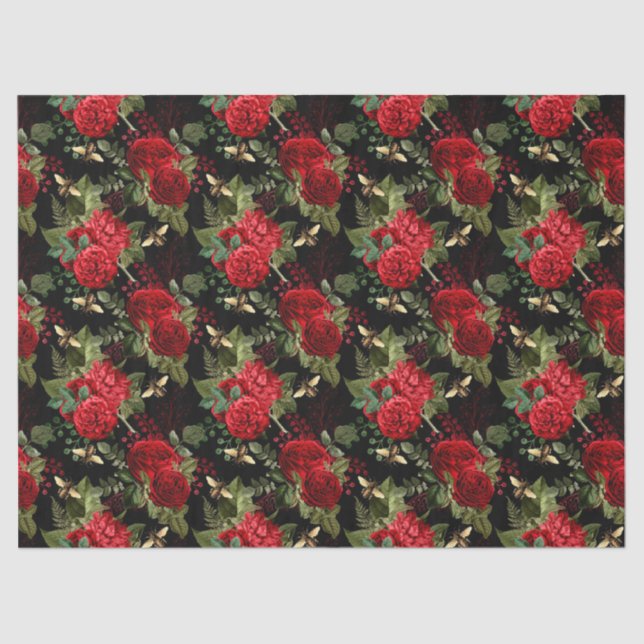 Mousseline Red Rose Bee Series Design 18 papier tissu (Recto)