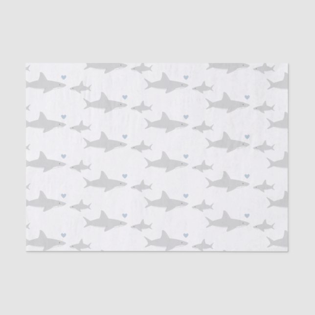 Mousseline Requins mignons | Papier de tissus Baby shower (Recto)
