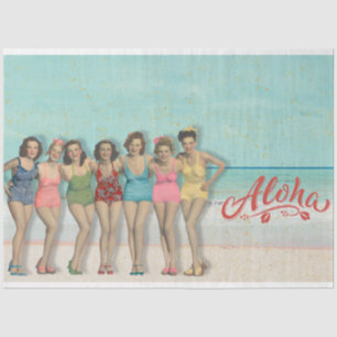Mousseline Retro Beautés de bain Découpage Tissu papier