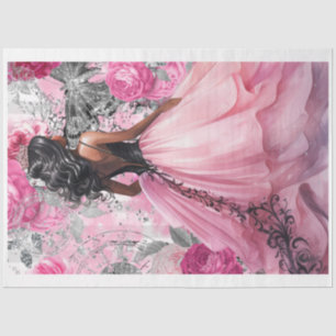 Mousseline Robe en verre rose et noir Shabby 2 papier découpa