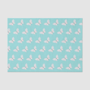 Mousseline Robins Bleu d'oeuf et Blancs Papier de tissus