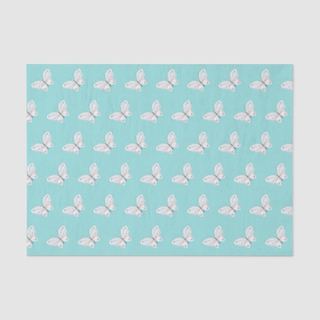 Mousseline Robins Bleu d'oeuf et Blancs Papier de tissus (Recto)