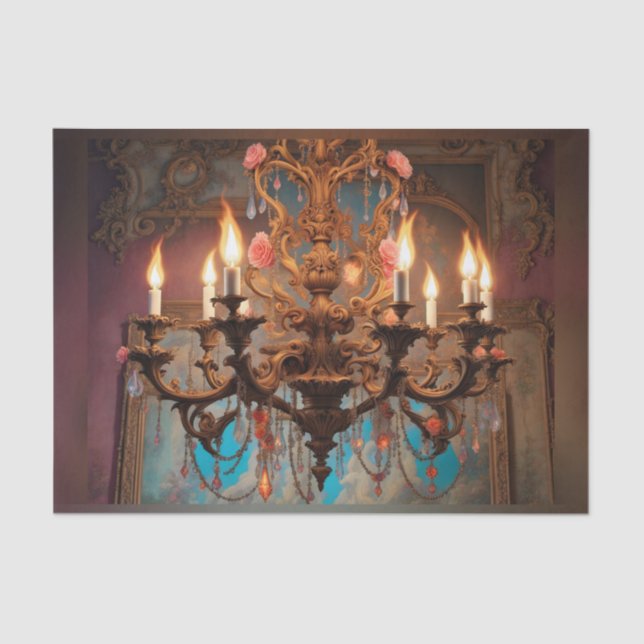 Mousseline Rococo Chandelier français 3 papier décolpage (Recto)