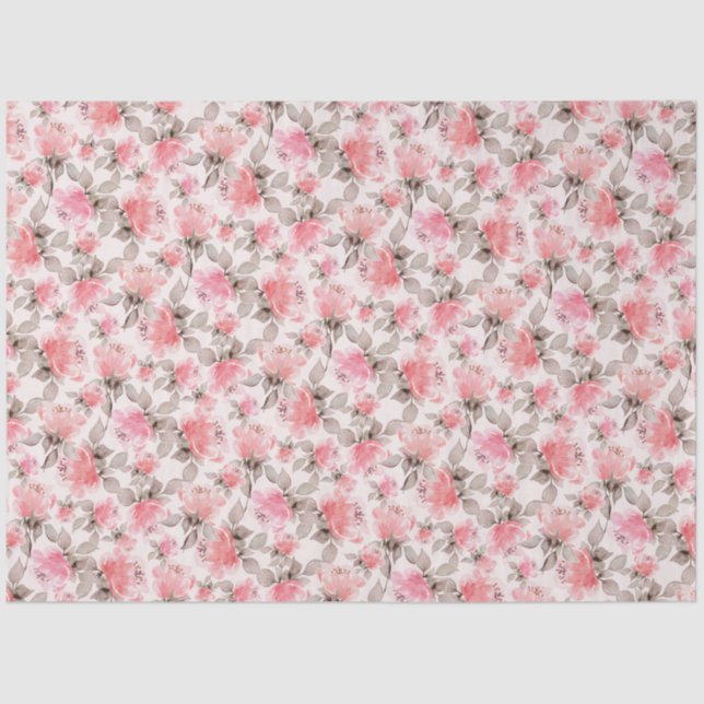 Mousseline Romantique - papier rose vintage aquarelle (Recto)