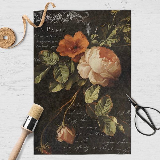 Mousseline Rose français vintage papier de découpage (Créateur téléchargé)