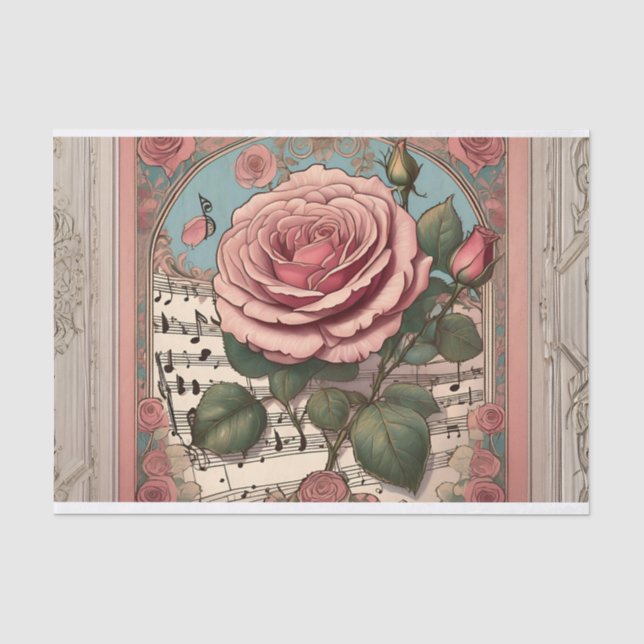 Mousseline Rose vintage papier de découpage (Recto)