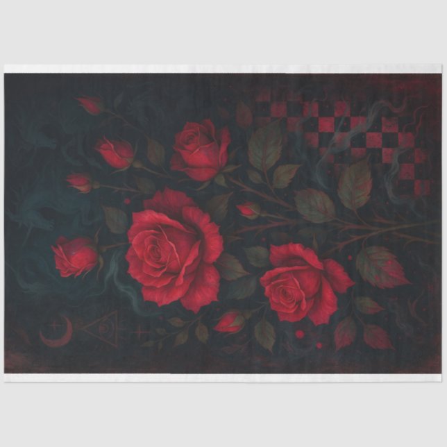 Mousseline Roses gothiques en papier découpage royal mystique (Recto)