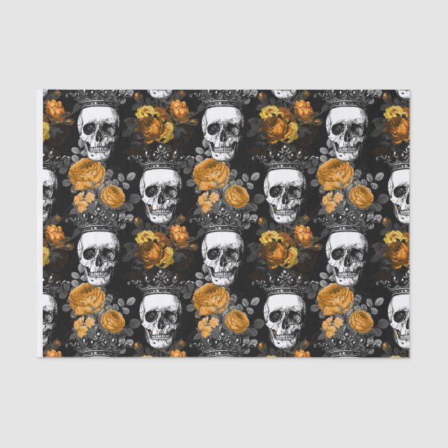 Mousseline Roses mauvais de couronnes de crânes de papier de (Recto)