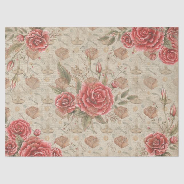 Mousseline Roses pour les amateurs de livre Tissus Papier (Recto)