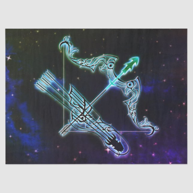 Mousseline sagittarius le papier de tissu zodiaque archer (Recto)