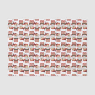 Mousseline Santa Claus Chimney Motif de Noël Papier Tissu