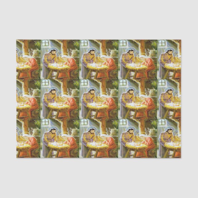 Mousseline Scène de Noël de la Nativité papier (Recto)