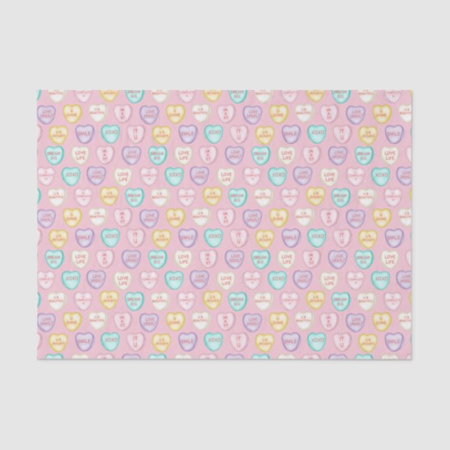 Mousseline Self Love Candy Hearts - Papier Tissu Rose (Recto)