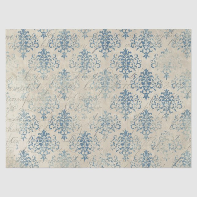 Mousseline Série papier bleu éphémère design 19 (Recto)