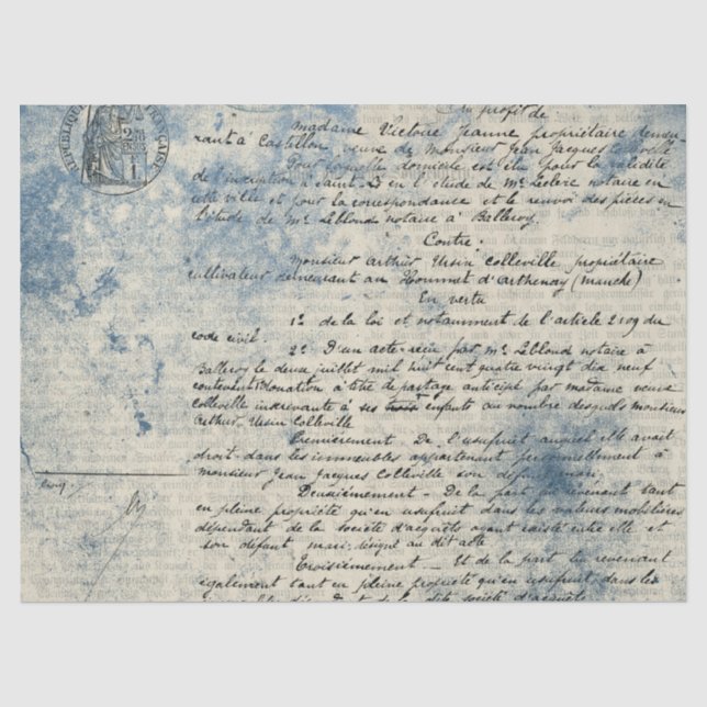 Mousseline Série papier bleu éphémère design 9 (Recto)