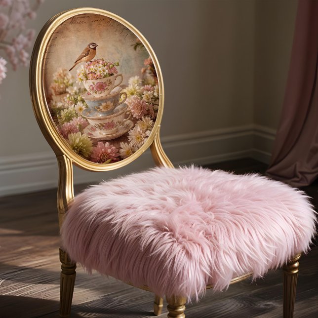 Mousseline Shabby Chic Bird Teups Découpage Papier Tissu (This is a mockup, this design may appear larger/smaller on your decoupage piece.)