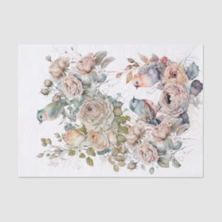 Mousseline Shabby chic oiseau et papier rose