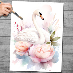 Mousseline Shabby Chic Swan 1 papier découpage