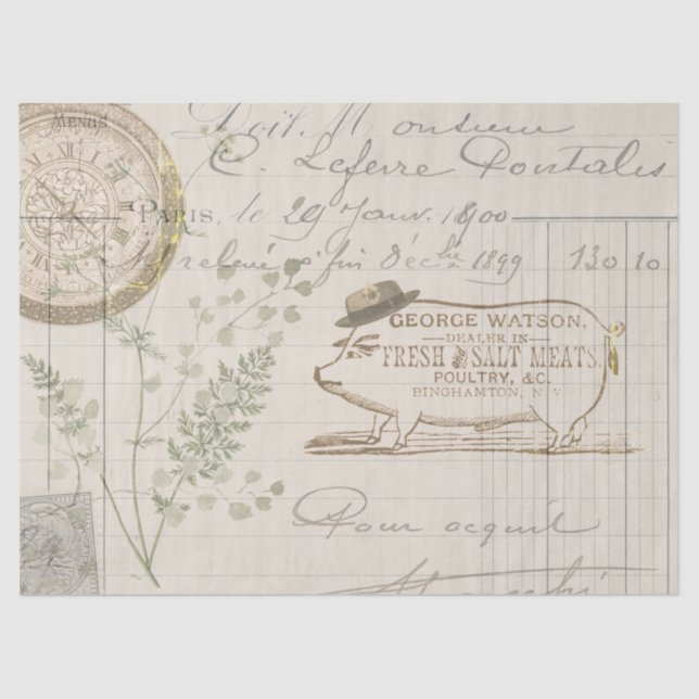 Mousseline SIGNE vintage DE POIN Farmhouse Papier Tissu (Recto)