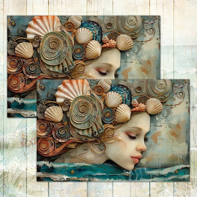 MOUSSELINE SIREN OF THE SEA DECOUPAGE TISSUE PAPIER (SIREN OF THE SEA DECOUPAGE TISSUE PAPER)