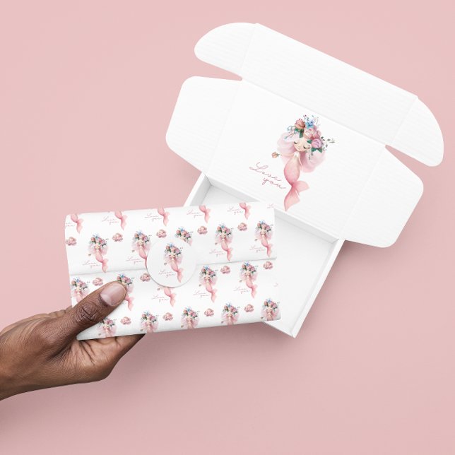 Mousseline Sirène Je T'Aime Papier Tissu (Let someone special know how much you love them with this mermaid tissue paper! )