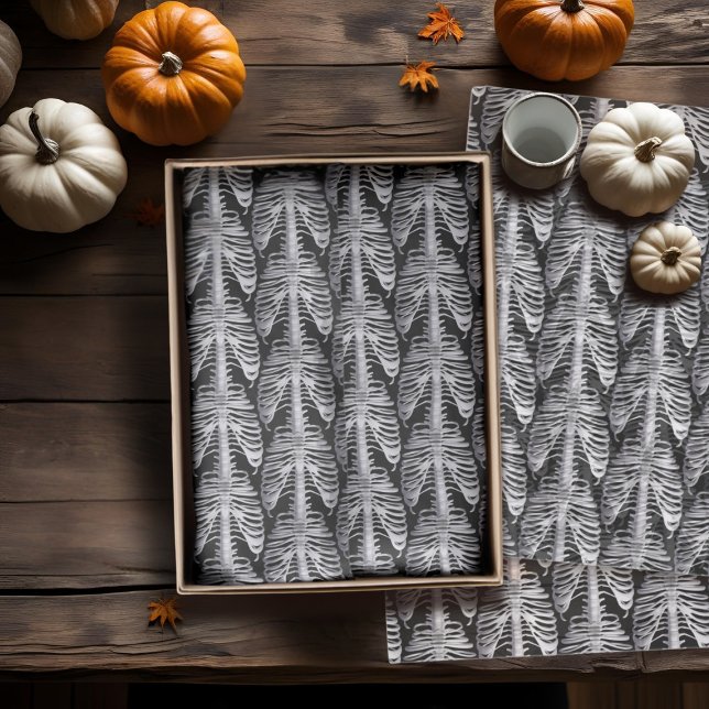 Mousseline Skeleton Cage Motif Halloween Tissu Papier (Spooky skeleton rib pattern tissue paper)