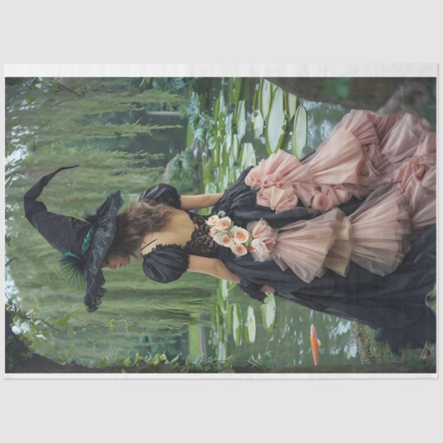 Mousseline Sorcière à saule vers la gauche face papier de tis (Recto)