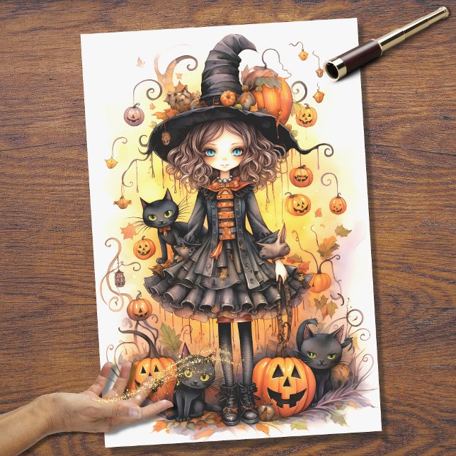 Mousseline Sorcière fille 6 Halloween papier découpage (Créateur téléchargé)