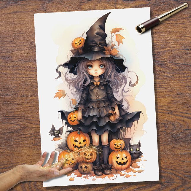 Mousseline Sorcière fille 8 Halloween papier découpage (Créateur téléchargé)