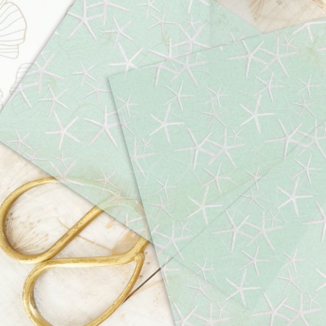 Mousseline Starfish Motif Mer Mousse vert Tissu Papier (Créateur téléchargé)