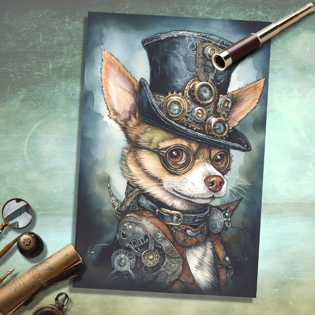 Mousseline Steampunk Chihuahua 1 papier découpage (Créateur téléchargé)