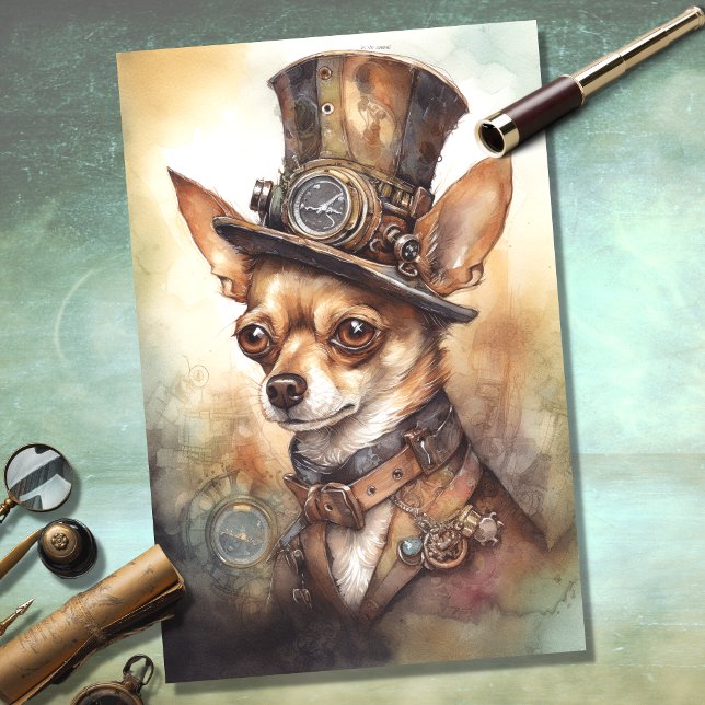 Mousseline Steampunk Chihuahua 2 découpage papier (Créateur téléchargé)