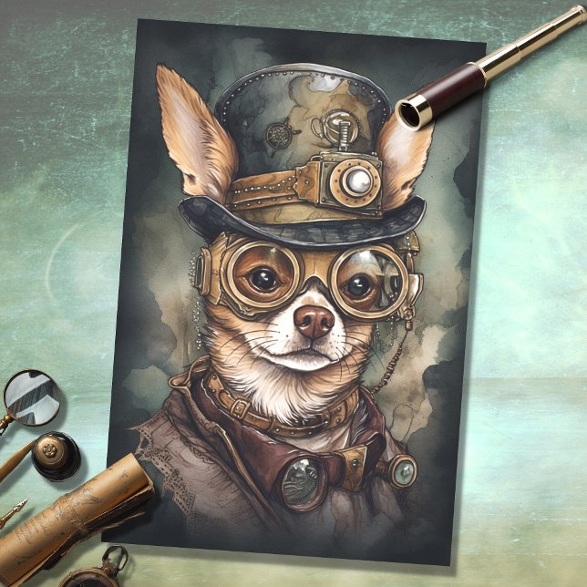 Mousseline Steampunk Chihuahua 3 découpage papier (Créateur téléchargé)