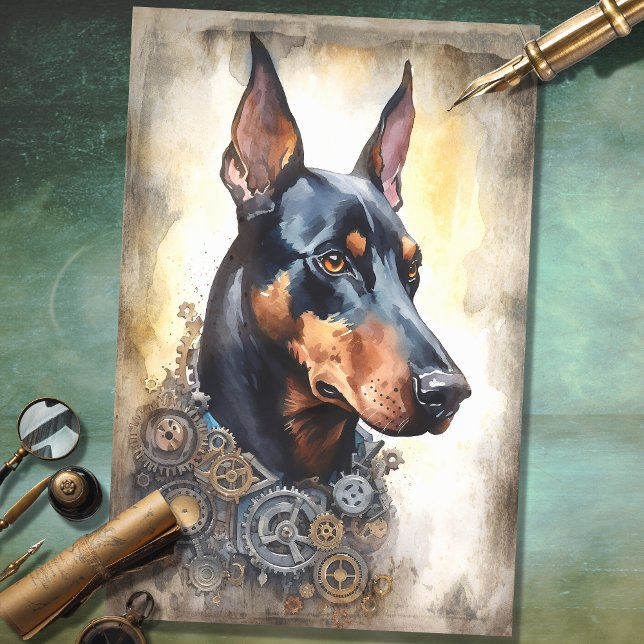 Mousseline Steampunk Doberman 6 Papier de découpage (Créateur téléchargé)