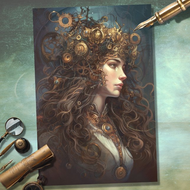 Mousseline Steampunk Femme 3 Découpage papier (Créateur téléchargé)