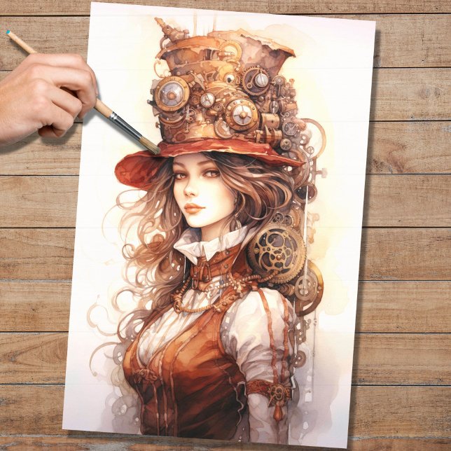 Mousseline Steampunk Woman 5 papier découpage (Créateur téléchargé)