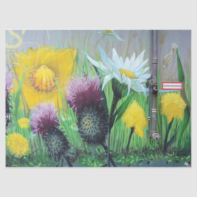 Mousseline Street Art Flowers Urban 15 Découpage Papier Tissu (Recto)