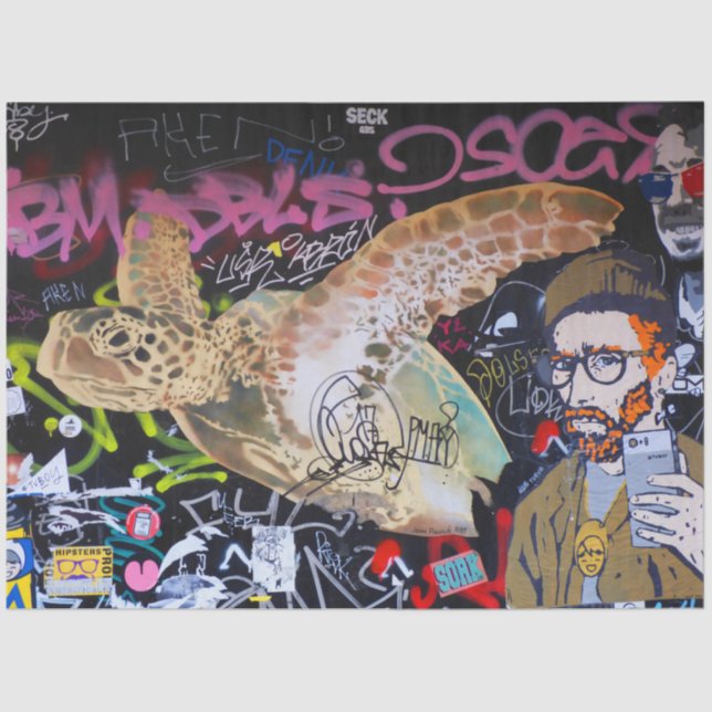 Mousseline Street Art Urban 11 Découpage Papier de tissus (Recto)