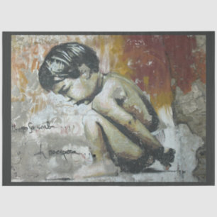 Mousseline Street Art Urban Boy 27 Découpage Tissu Papier