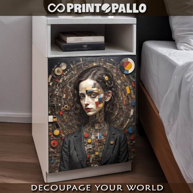 Mousseline Style mondriaque femme moderne Tissu Papier (Créateur téléchargé)