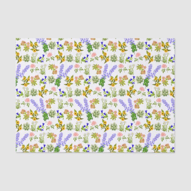 Mousseline Summer Garden Party Floral Tissu Papier (Recto)