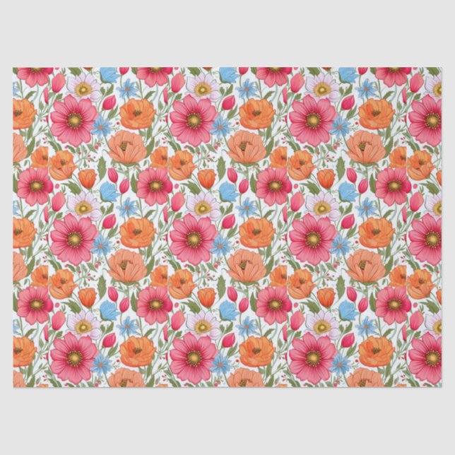 Mousseline Superbe papier de tissu floral (Recto)