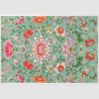 Mousseline Superbe papier découpage floral turquoise