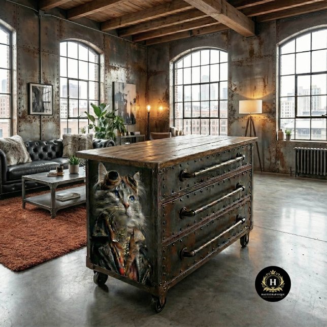 Mousseline Tabby en Argent Steampunk Chat Découpage papier d' (Créateur téléchargé)