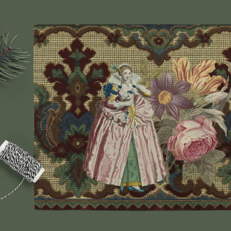 Mousseline Tapisserie ancienne & papier de découpage floral