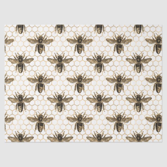 Mousseline Tea Garden Bee Series Design 14 Tissu Papier (Recto)