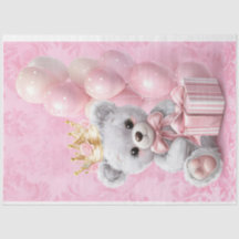 Teddy Bear Rose Colonnes Papier Tissu
