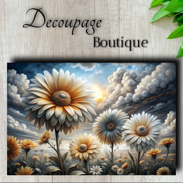 Mousseline Tempête Lumière Découpage en papier Daisy (Storm Light Daisy Decoupage Tissue Paper)