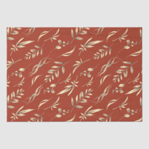 Mousseline Terracotta Autumn Greenery Papier de tissus
