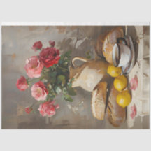 Thé Du Matin Avec Papier Tissu De Découpage Rose